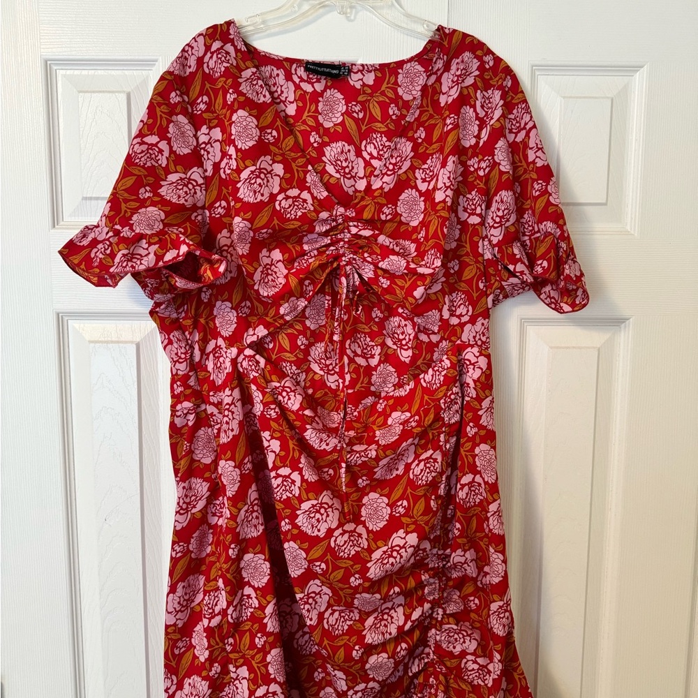 PrettyLittleThing Red Floral Mini Dress